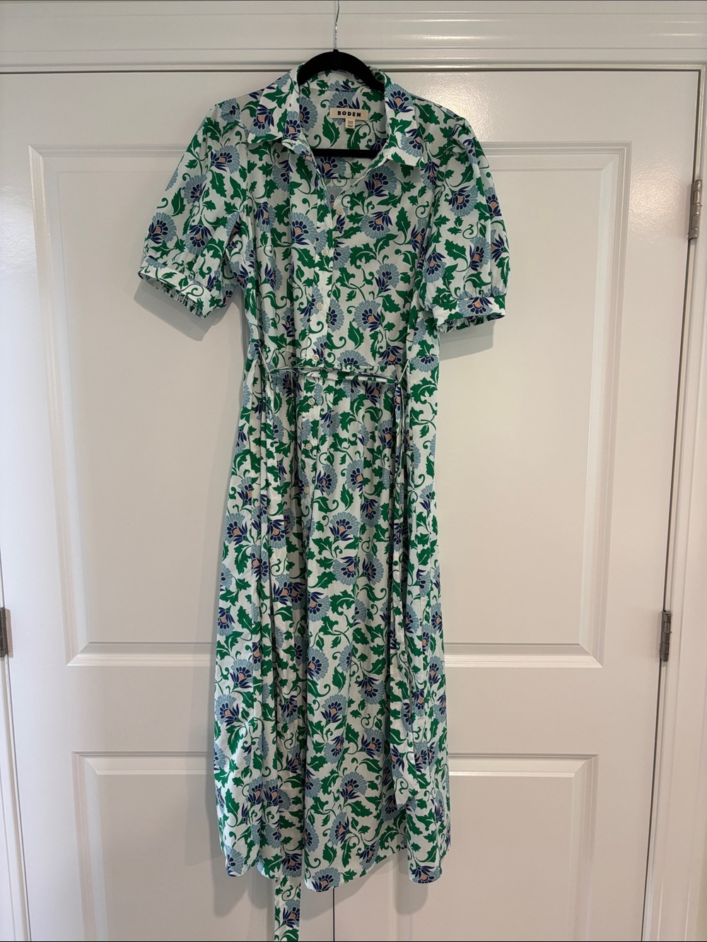 Boden Green Floral Collared button down Maxi Dress - Picture 3 of 6